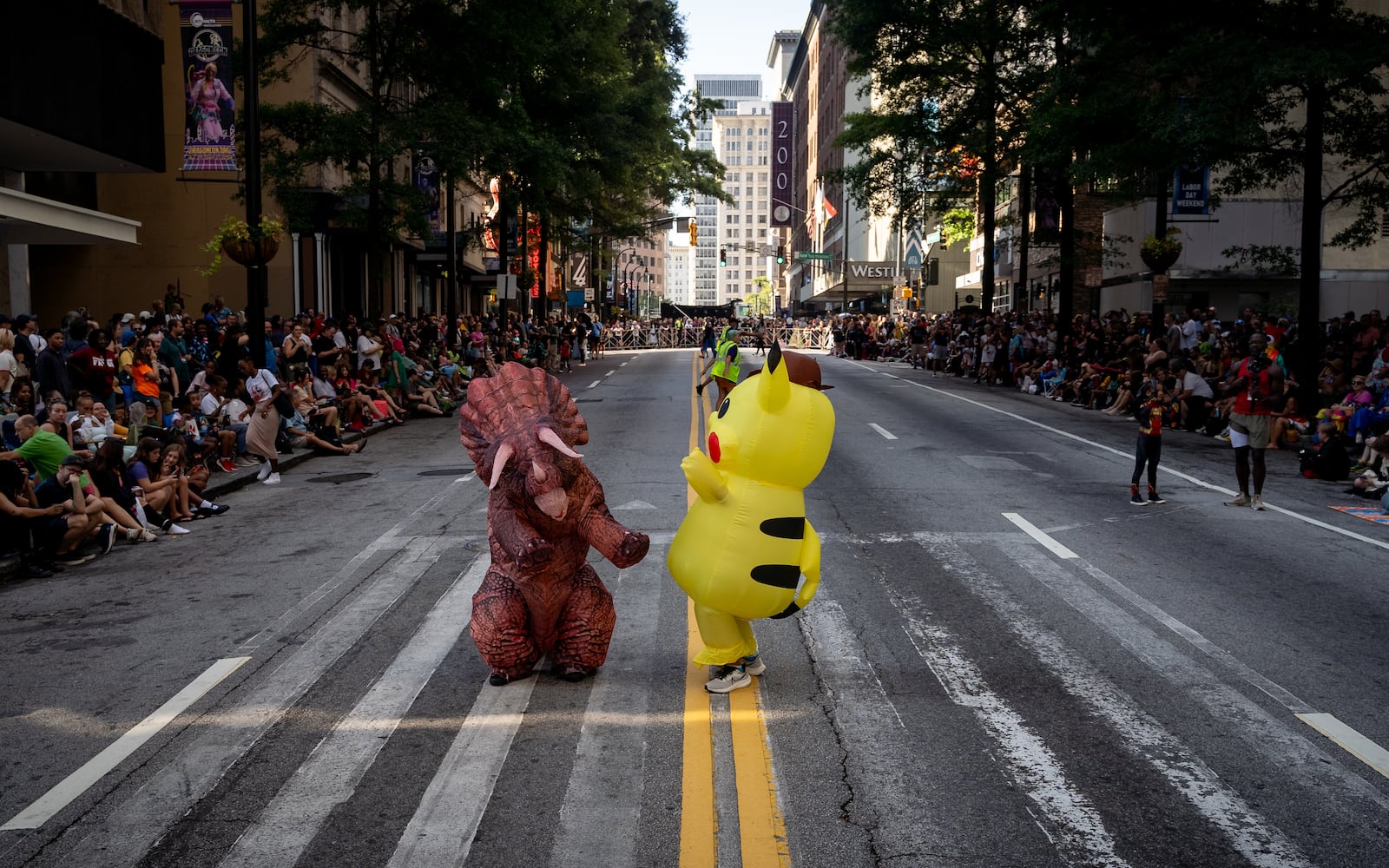 Thousands lined up along Peachtree Street Saturday morning for the annual Dragon Con parade.