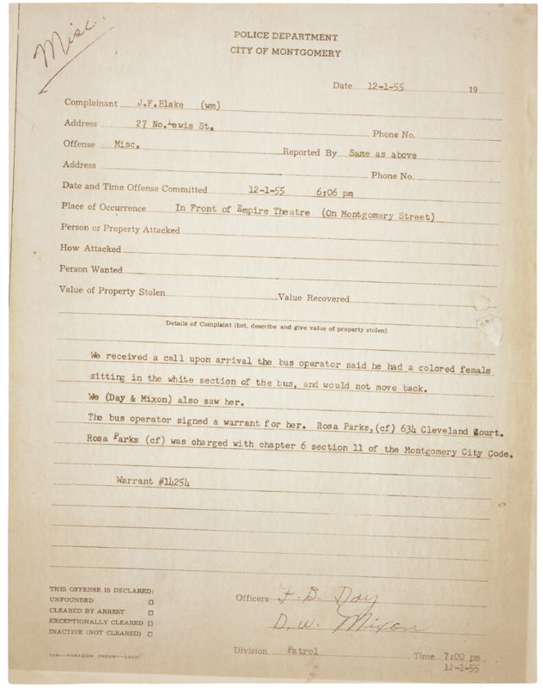 Rosa Parks Police Report