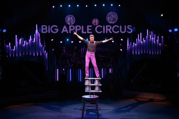 Circus performer Jan Damm shows off his skills during a recent Sunday afternoon performance of the BigApple Circus in Alpharetta. STEVE SCHAEFER / SPECIAL TO THE AJC