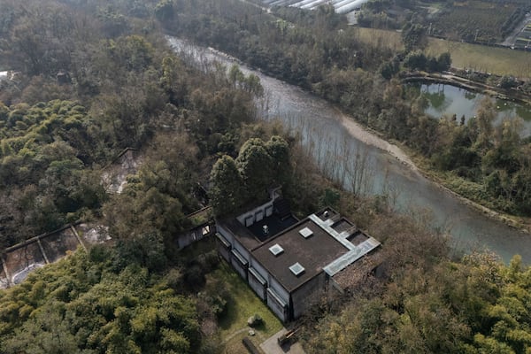 An aerial view of the Luyeyuan Stone Carving Art Museum project by Pritzker Architecture Prize winner Chinese architect Liu Jiakun in Chengdu in southwestern China's Sichuan province on Monday, March 3, 2025. (AP Photo/Ng Han Guan)