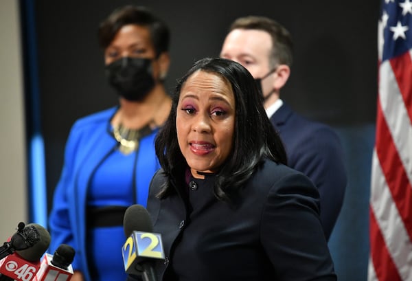 May 11, 2021 Atlanta - Fulton County District Attorney Fani Willis speaks during a press conference on the indictment of Atlanta spa shooting suspect Robert Long on Tuesday, May 11, 2021. (Hyosub Shin / Hyosub.Shin@ajc.com)