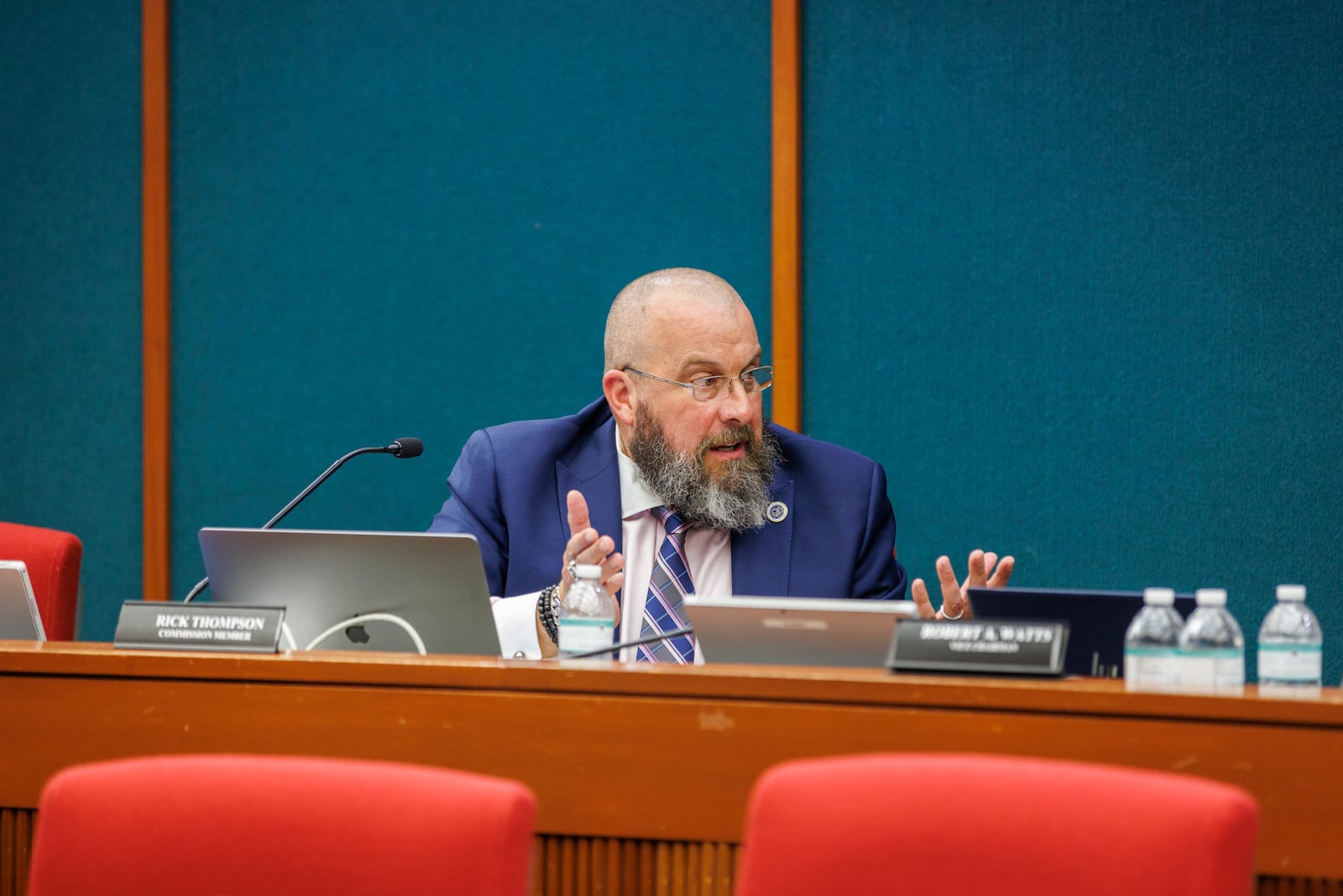 Rick Thompson, a member of the Georgia Government Transparency and Campaign Finance Commission, appears at a meeting in Atlanta on Tuesday, July 12, 2022. (Arvin Temkar/The Atlanta Journal-Constitution)