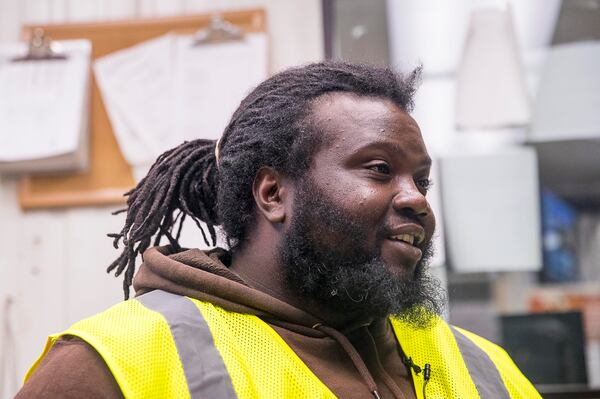 Larry Butler speaks about his unconventional commute to work, in which he pays a co-worker to take him, at Lineage Logistics in Albany, Ga., Monday, March 18, 2019. After Butler became employed at Lineage Logistics he had to walk to work because he did not have a reliable mode of transportation. (ALYSSA POINTER/ALYSSA.POINTER@AJC.COM)