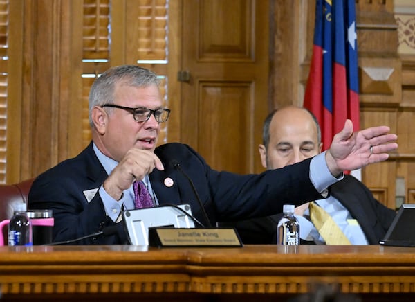 Executive Director Mike Coan spoke during a State Election Board meeting last month in Atlanta.