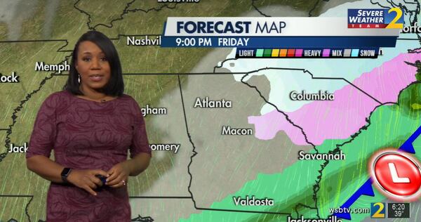 The latest forecast models show the potential for snow in far northeast Georgia on Friday night, with a chance of freezing rain in the eastern part of the state, according to Channel 2 Action News meteorologist Eboni Deon.