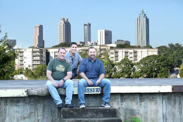  Mitch Steele, Carey Falcone and Bob Powers at the future home of New Realm Brewing near the Atlanta Beltline. Credit: Sara Hanna Photography and New Realm Brewery.