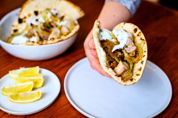 Pork Souvlaki. CONTRIBUTED BY HENRI HOLLIS