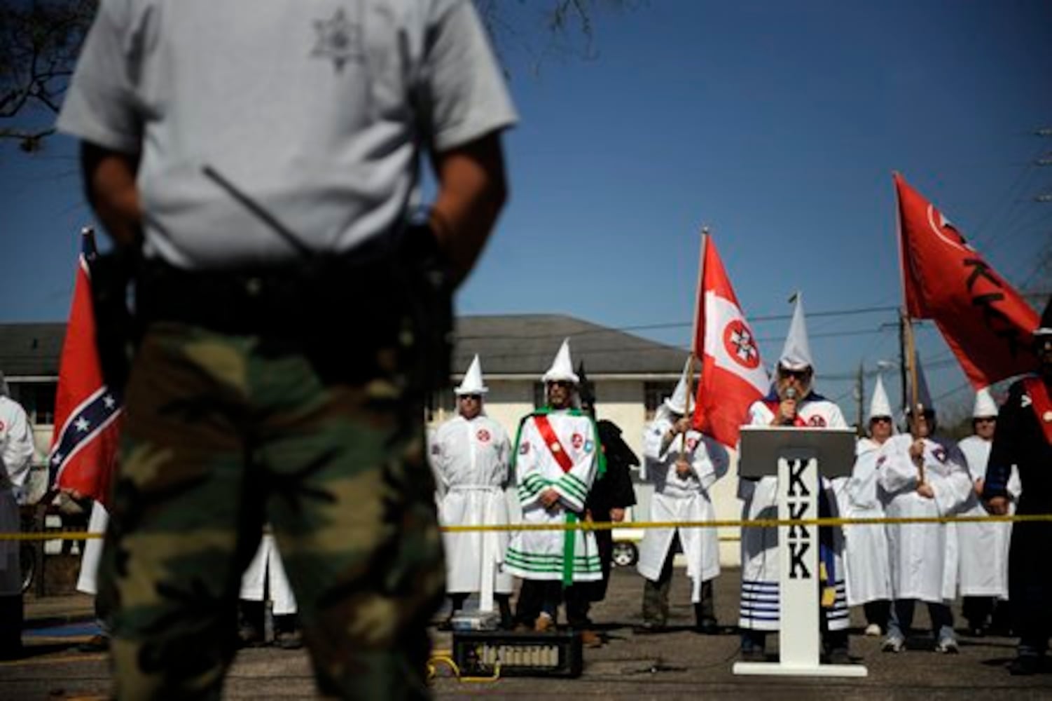 Mixed crowd at Ku Klux Klan rally in Georgia