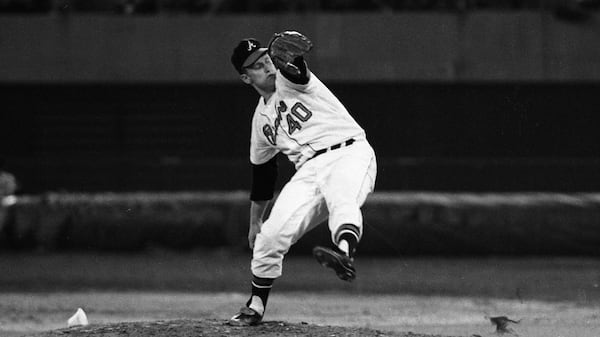 Opening Day 1966: The Braves' Tony Cloninger throws a pitch during the first regular-season game at Atlanta Stadium on April 12, 1966. 