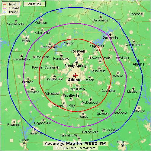 The map for Rock 100.5