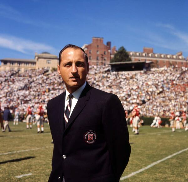 Georgia Bulldogs's coach Vince Dooley at Sanford Stadium, 1965