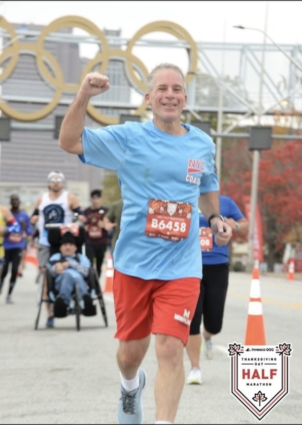 Brian Steel runs the Thanksgiving Day half marathon in Atlanta.