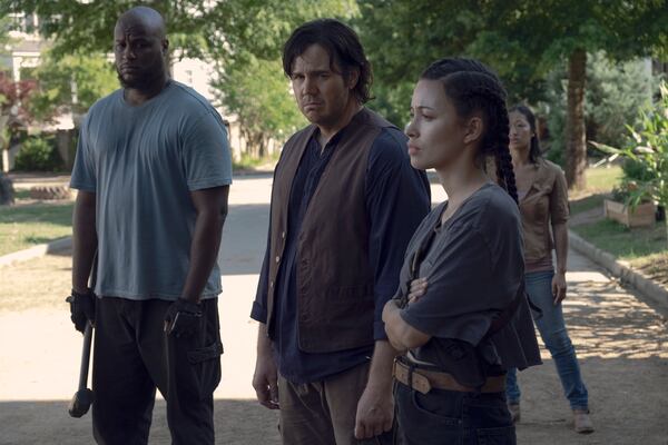 Christian Serratos as Rosita Espinosa, Josh McDermitt as Dr. Eugene PorterÂ - The Walking Dead _ Season 9, Episode 6 - Photo Credit: Gene Page/AMC