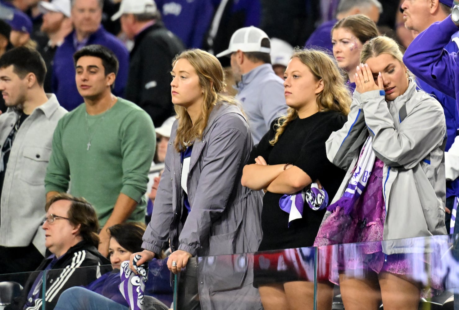 TCU Horned Frogs fans reacts against the Georgia Bulldogs during the second half of the College Football Playoff National Championship at SoFi Stadium in Los Angeles on Monday, January 9, 2023. Georgia won 65-7 and secured a back-to-back championship. (Hyosub Shin / Hyosub.Shin@ajc.com)