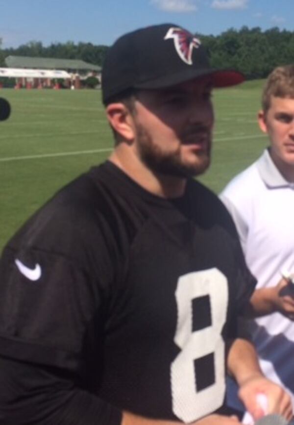 Rex Grossman after his first practice with the Falcons on Wednesday, August 27, 2015. (By D. Orlando Ledbetter/dledbetter@ajc.com)