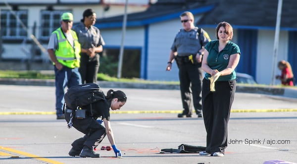 South Fulton police are on the scene of a deadly pedestrian accident on Old National Highway and Jerome Road. JOHN SPINK / JSPINK@AJC.COM.