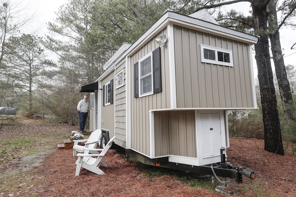 Larry Singleton’s tiny home is less than 250 square feet. Bob Andres / bandres@ajc.com