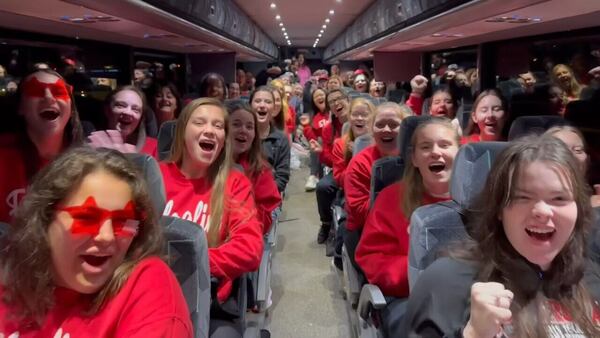 Members of UGA Redcoat Band are pictured on their way to southern California for national championship game. (Courtesy photo)