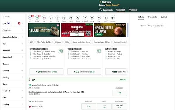 Caesars Georgia Sportsbook Home Page