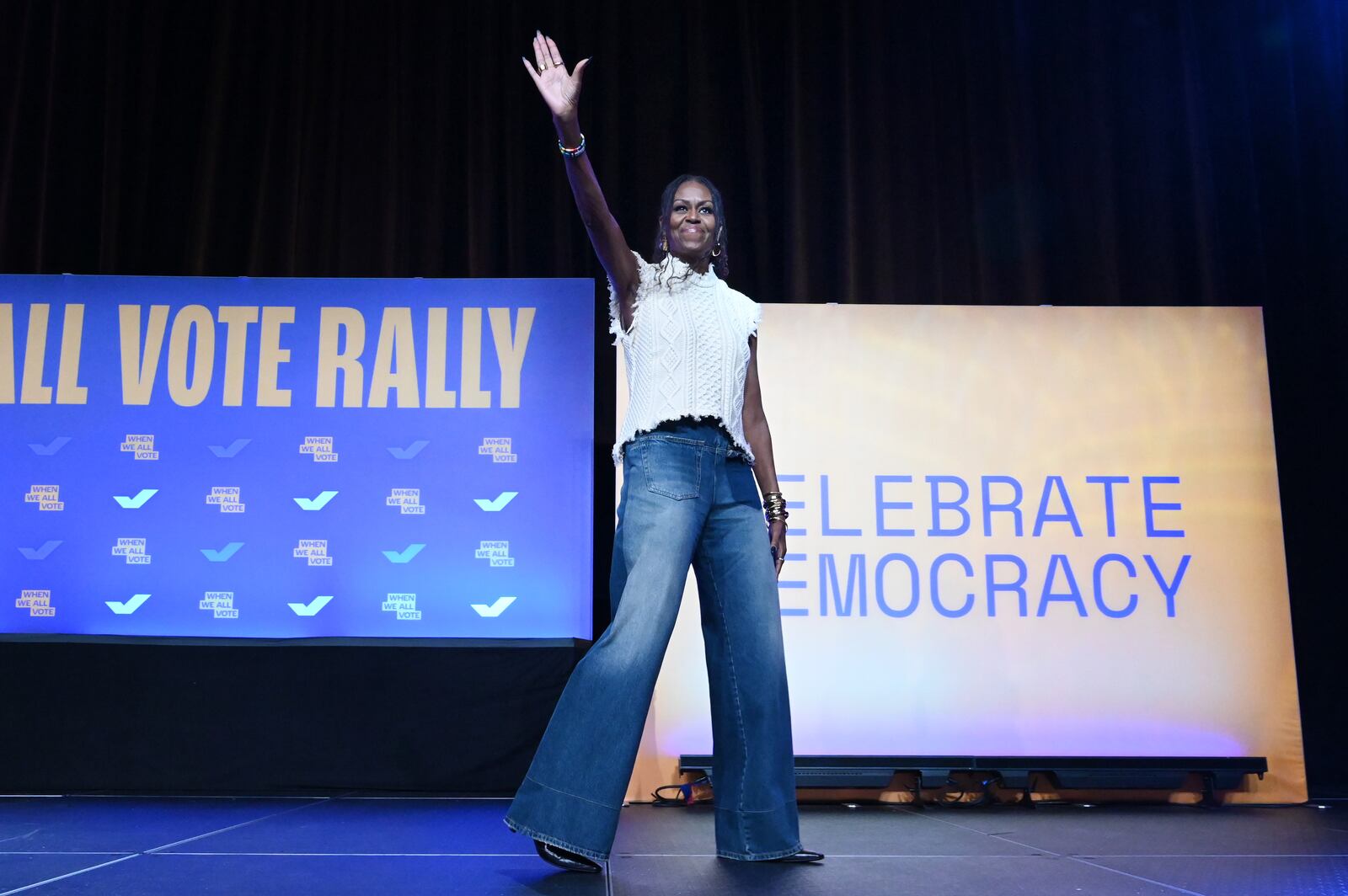 Former first lady Michelle Obama spoke at the When We All Vote Rally in College Park.