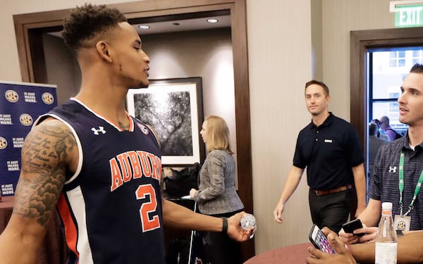 Bryce Brown (2) talks at SEC Media Day. The Stone Mountain native is entering his third season with the Tigers.