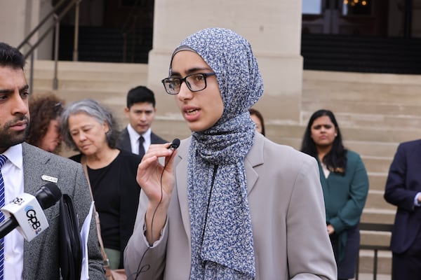 Renee Alnoubani, the incoming president of Georgia Tech's Muslim Student Asociation, said the group has been accused of being antisemitic because it has held events focusing on human rights violations against the Palestinian people. “It just shows how much pushback we’re getting. We didn’t commit any hate crimes. We didn’t act violently in any way,” Alnoubani said. “If this is the reaction that we’re going to get from people at Georgia Tech, it’s unfair to us and it makes it increasingly more difficult for us to continue our advocacy.” (Natrice Miller/ natrice.miller@ajc.com)