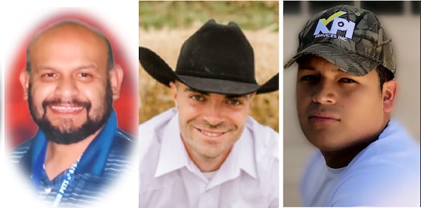 (From left) Saulo Suarez-Bernal, Corey Alan Murphy and Edgar Uriel Vera-Garcia. 
Photos of Saulo Suarez-Bernal and Edgar Uriel Vera-Garcia from Memorial Park Funeral Homes
Photo of Corey Alan Murphy from Norris-New Funeral Home