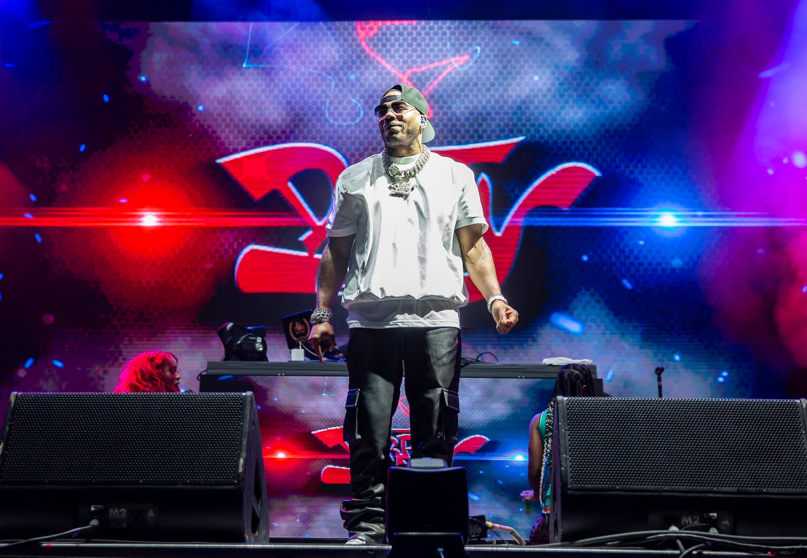 Nelly brought all the hits for one of the evening's first sets on Day One of One Musicfest on Saturday October 26, 2024, at Central Park. (RYAN FLEISHER FOR THE ATLANTA JOURNAL-CONSTITUTION)