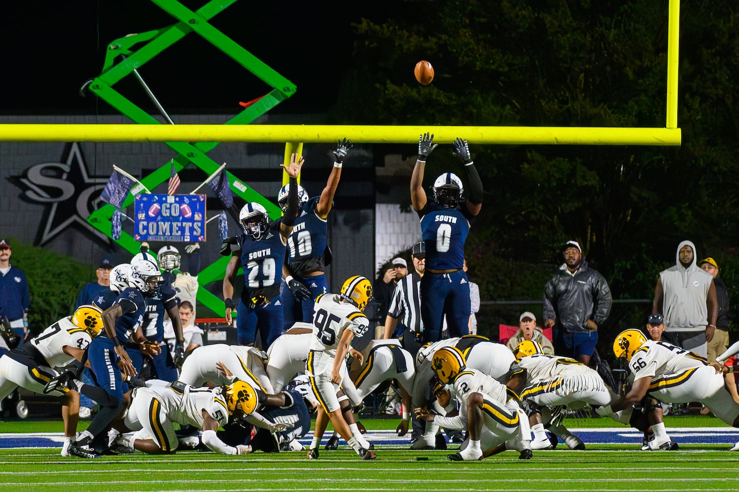 Valdosta’s Tomas Lopez kicks an extra point during the Valdosta at South Gwinnett football game in Gwinnett on September 13, 2024. (Jamie Spaar for the Atlanta Journal Constitution)