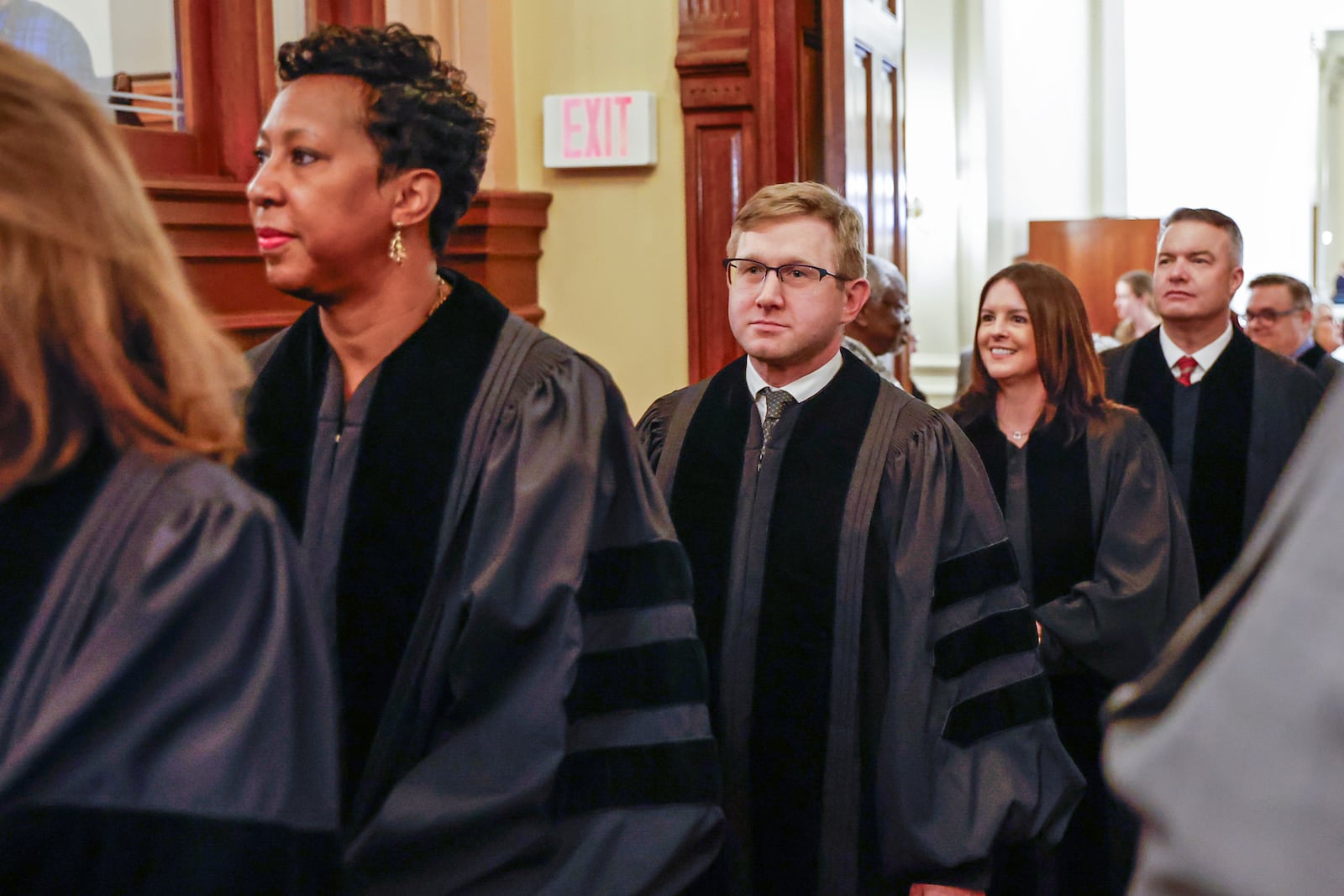 Justices of the Georgia Supreme Court walk into the Georgia House of Representatives chambers for the annual state of the judiciary address on Wednesday, Feb. 7, 2024. (Natrice Miller/ Natrice.miller@ajc.com)