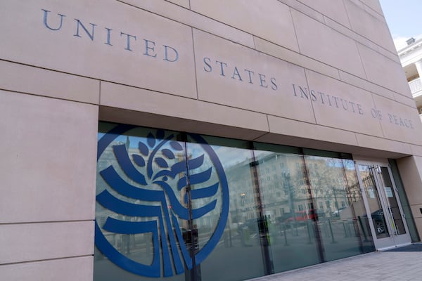 The United State Institute of Peace building is seen, Monday, March 17, 2025, in Washington. (AP Photo/Jose Luis Magana)