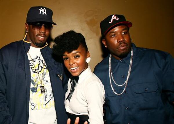 Diddy, Janelle Monae and Big Boi backstage after her performance at Sugar Hill Lounge in Underground Atlanta. Tyson Horne/tyson.horne@ajc.com