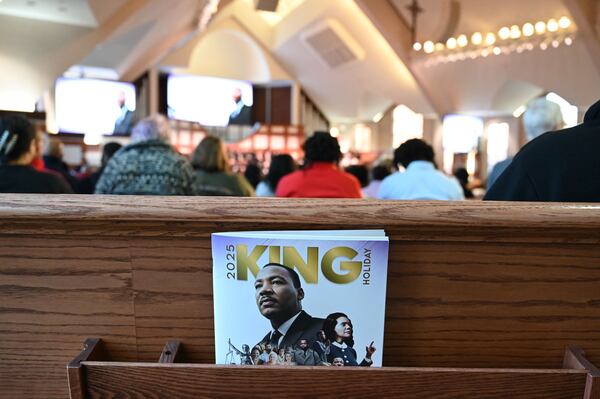 A program booklet for the 57th Martin Luther King, Jr. Beloved Community Commemorative Service at Ebenezer Baptist Church, Monday, January 20, 2025, in Atlanta. (Hyosub Shin / AJC)