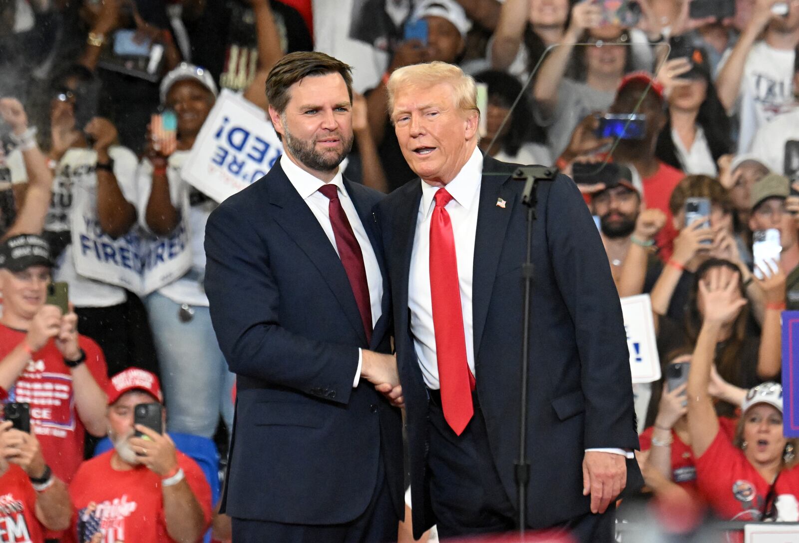 Saturday's rally in Atlanta featuring former President Donald Trump (right) and his running mate — U.S. Sen. JD Vance of Ohio (left) — will be discussed on the "Politically Georgia" show today.