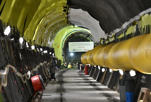 June 9, 2022 Atlanta - A 700-foot-long tunnel under construction beneath Hartsfield-Jackson International on Thursday, June 9, 2022. Sixty feet below the busiest airport, construction crews from the Clark Construction-led joint venture of Clark/Atkinson/Technique have been excavating a 833-foot extension for the Plane Train tunnel.  (Hyosub Shin / Hyosub.Shin@ajc.com)