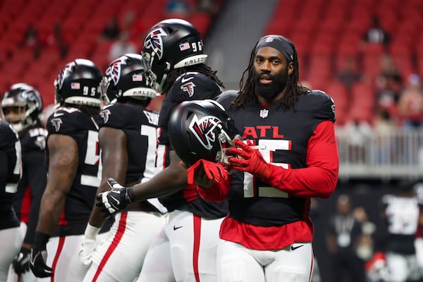 Falcons linebacker Matthew Judon prior to a 2024 preseason game.
