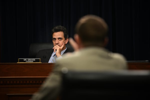 U.S. Rep. Tom Graves, R-Ranger, listens to now-active White House Chief of Staff Mick Mulvaney give testimony during an appropriations hearing on the budget for the Office of Management and Budget on June 21, 2017 (Photo by Astrid Riecken/Getty Images)