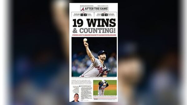 On Sunday, the Atlanta Braves notched their 100th victory in an 8-5 win over the Nationals to end the doubleheader. The AJC ePaper edition on Monday includes observations from the game and exclusive coverage of Spencer Strider. (AJC ePaper)