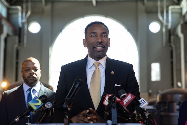 Atlanta Mayor Andre Dickens acknowledged during a Tuesday news conference that a stormwater utility fee is being considered to generate revenue for infrastructure improvements. (Riley Bunch/AJC)