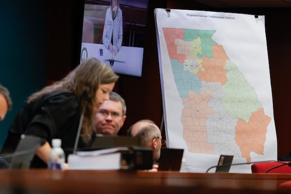 The House Reapportionment and Redistricting committee meet for a hearing at the Georgia State Capitol on Tuesday, December 5, 2023.District Judge Steve Jones hears arguments today on whether Republican lawmakers complied with his order to draw new majority-Black legislative and congressional districts. (Natrice Miller/natrice.miller@ajc.com)