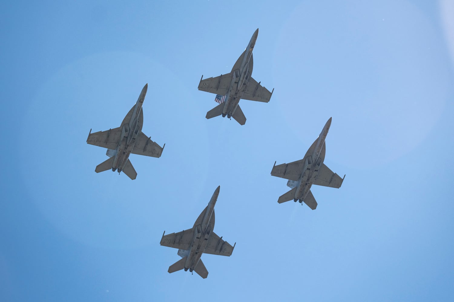 F/A-18 Naval jets fly over downtown Plains on Tuesday, Oct. 1, 2024 in honor of President Carter’s 100th birthday.  Ben Gray for the Atlanta Journal-Constitution