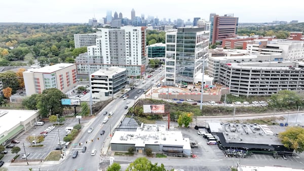 The Beltline acquired the notorious Elleven45 Lounge nightclub (bottom center) to fill a critical gap in its trail’s expansion through Buckhead, also providing the multiuse trail a direct connection to the bustling Peachtree Road corridor.