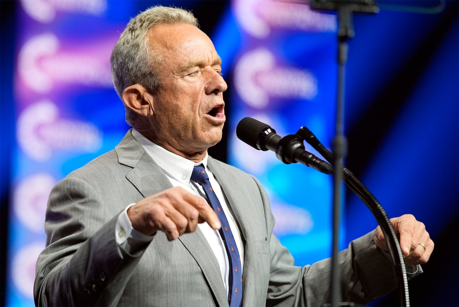 Robert F. Kennedy Jr., speaks during a campaign rally with Republican presidential nominee former President Donald Trump Wednesday, Oct. 23, 2024, in Duluth, Ga. (AP Photo/Alex Brandon)