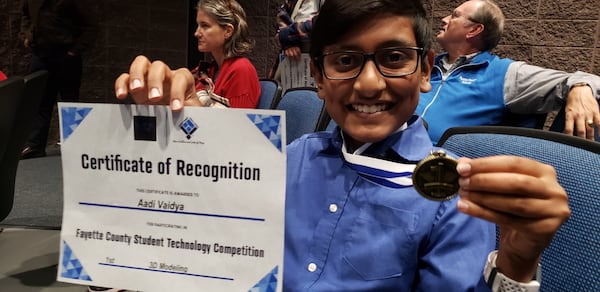 Aadi Vaidya, a junior at McIntosh High School in Peachtree City, has been inventing things for years. One of his latest inventions is TremorTech that he designed to help his grandfather and others who have Parkinson's disease and deal with hand tremors.