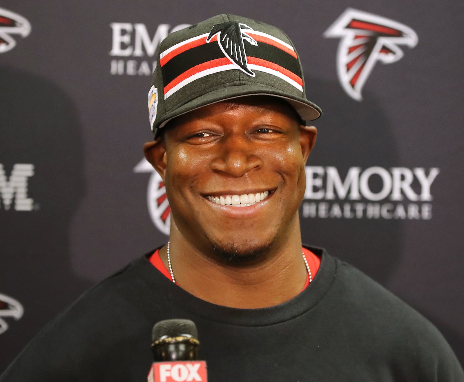 Falcons defensive coordinator Raheem Morris takes questions during a series of press conferences with coaches at the team training facility on Tuesday, March 10, 2020, in Flowery Branch.  Curtis Compton ccompton@ajc.com