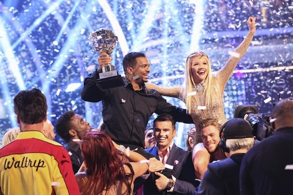 Alfonso Rubiero with Witney Carson took home the mirror ball trophy. ABC