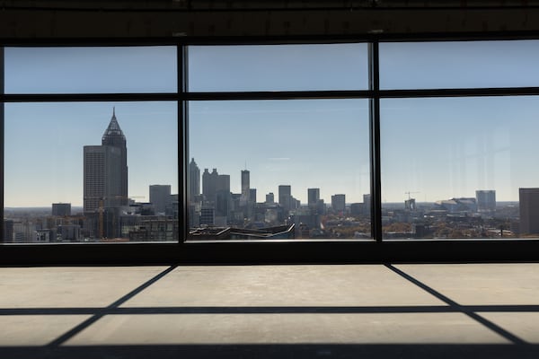 A view of an empty floor of the newly completed office tower Spring Quarter in Atlanta on Monday, December 2, 2024. It's the largest office building that will be delivered in 2024 and one of the last ones being built in Midtown of this size, likely for years. (Arvin Temkar / AJC)