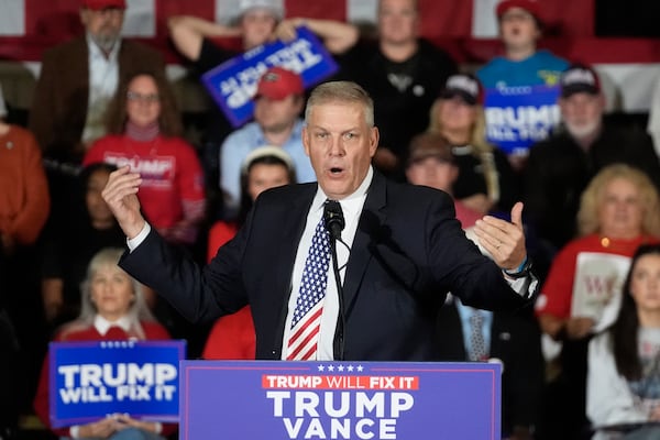 Georgia U.S. Rep. Barry Loudermilk spoke at a Republican campaign event earlier this month.