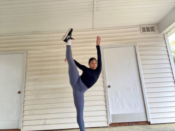 Kennesaw State University student Leah Prince, 19, practices for her dance class that is now taught remotely. CONTRIBUTED