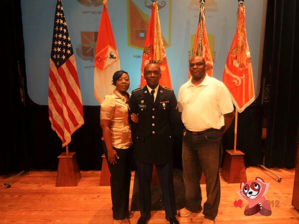 Lisa Jenkins, of Columbus, president of the Georgia Chapter of American Gold Star Mothers, is here with her son Spc. Fredrick “Fred” Jenkins III and husband Fredrick Jenkins Jr. 